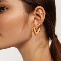 Pendientes de Aro de Acero Inoxidable con Baño de Oro PVD de 18K, Hipoalergénicos, Resistentes al Agua, Joyería de Moda para Mujer, Precio de Fábrica