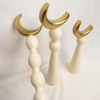 Ensemble de 3 Minarets Islamiques Décoratifs Beige Ornements en Bois pour Ramadan Centre de Table Eid Mubarak Décoration en Bois