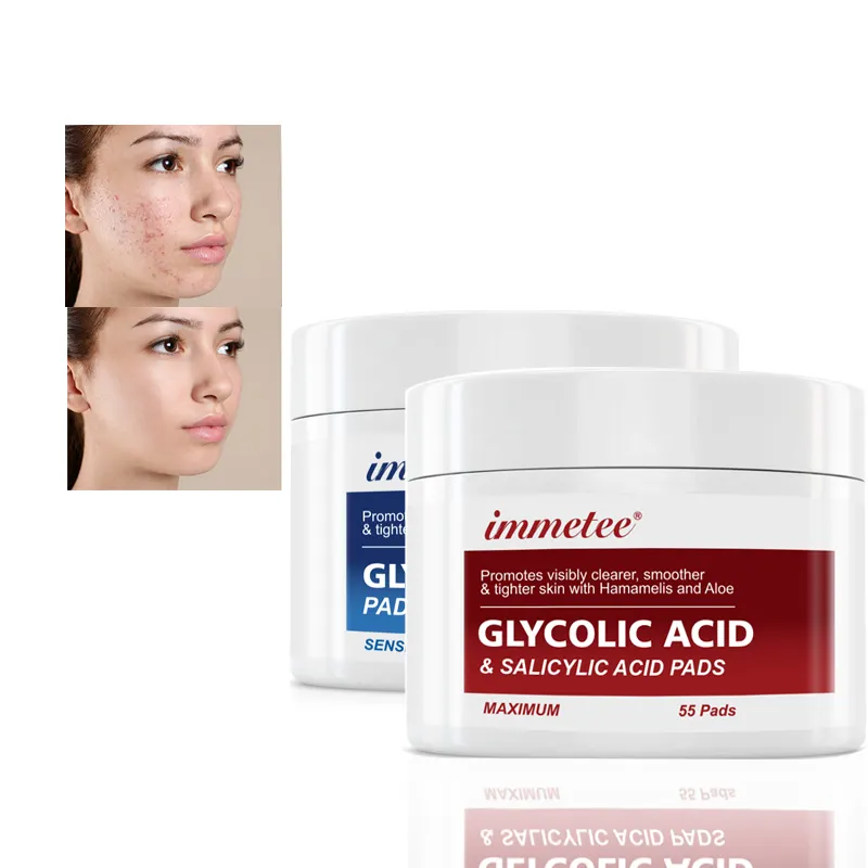 OEM/ODM Glycolic एसिड 20% पैड कार्बनिक मुँहासे उपचार त्वचा की देखभाल Resurfacing Glycolic एसिड पैड