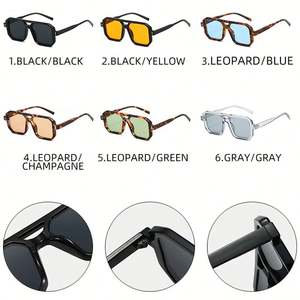 Gafas de Sol de Piloto Retro con Remaches de Leopardo y Logotipo Personalizado 2025, Protección UV400, Doble Puente, Cuadradas, para Hombre y Mujer - Product Image 6