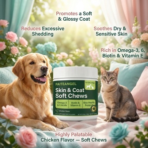Vente en gros OEM – Friandises à mâcher pour la peau et le pelage des animaux, supplément Omega 3 pour la santé des poils des chiens et des chats, fournisseur de marques privées personnalisées - Product Image 1