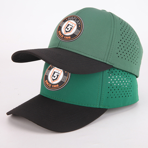 Özel erkekler kauçuk yama 6 Panel spor <span class=keywords><strong>Golf</strong></span> şapka lazer kesim delik nefes su geçirmez kamyon şoförü beyzbol şapkası - Product Image 1