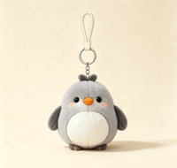 Porte-clés en peluche personnalisé, mini pingouin gris, jouet en peluche, design personnalisé, porte-clés en peluche souple, pendentif de sac pour promotion