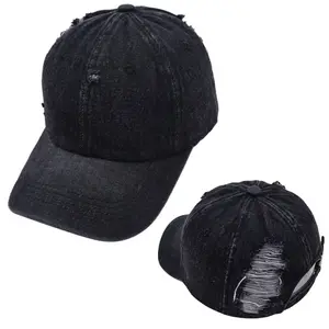 2024 Spring And Summer Blank Denim Sport Hat 2 Types Vintage Distressed 6 Panel Baseball Cap