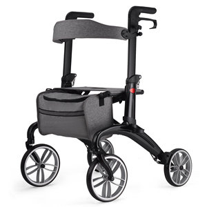 Aide à la marche en fibre de carbone, légère et pliable, à quatre roues, pesant seulement 5,6 kg, aide à la marche haut de gamme avec siège - Product Image 1