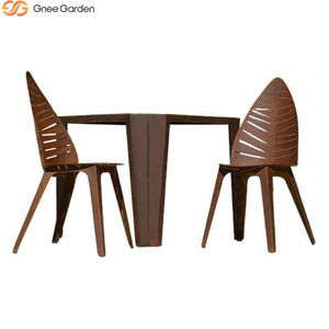 Chaise moderne en acier Corten anti-rouille, design feuille ajourée, mobilier d'extérieur créatif pour jardin, patio, école et décoration d'hôtel - Product Image 6