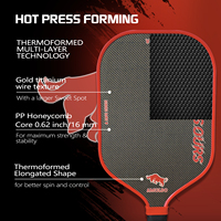 16mm Paddle Pickleball fibre carbone titane twill, âme PP EVA thermoformée, pour entraînement