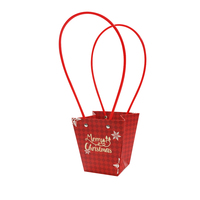 INUNION Joyeux Noël Imprimé Trapèze Étanche Bouquet De Fleurs Boîtes D'emballage Fête De Vacances Carton De Noël Fleuriste Cadeau Sac