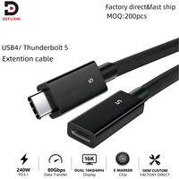 Câble d'extension USB4 DFX 1M 80 Gbps 240W PD3.1 16K 60Hz E-Marker USB C mâle vers femelle pour station d'accueil d'ordinateur portable Thunderbolt 5