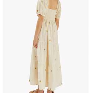 Robe longue décontractée d'été pour femme OEM, élégante, brodée de fleurs, en lin, nouvelle collection, taille naturelle, en coton, offre spéciale - Product Image 3