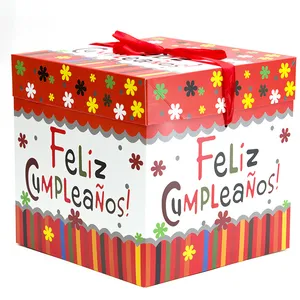 파티 도트 크리스마스 이브 선물 상자 리본 핸들 크리스마스 선물 포장 크리스마스 Feliz Cumpleanos 편지 선물 상자