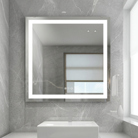 Miroir de salle de bain carré LED Amorho 36x36 avec éclairage avant/arrière, gradation progressive, anti-buée, incassable, mémoire, 3 couleurs