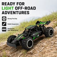 Voiture RC tout-terrain 2.4GHz 2WD télécommandée avec deux batteries, amortisseurs et pneus en caoutchouc