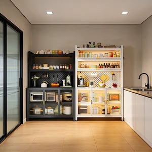 Customized Steel Dustproof Microwave Oven Kitchen <strong>Cabinet</strong> Shelf <strong>White</strong> Sideboard Household Kitchen <strong>Storage</strong> Organization <strong>Cabinets</strong> - Product Image 3