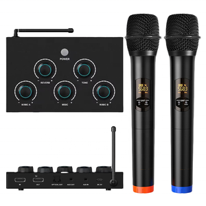 DS P Reverb Tone Metal Dynamic Wireless Microphone Karaoke Mixer for Smart TV <strong>Blue</strong>-Ray Player <strong>Crystal</strong> Sound 100 Feet Range - Product Image 1