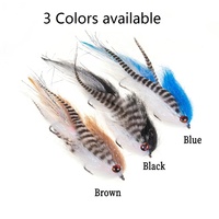 Grizzly Saddle Hackle Streamer Fly Articulated Fish Spine Mouches artificielles de pêche en eau salée pour la pêche au brochet et au bar