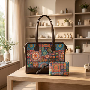 Custom Luxury Vintage Executive Laptop Tote Bag Jaipur Jacquard Woven Print Office <b>Handbag</b> Pouch Cotton Trim Women Zipper Travel - Product Image 5