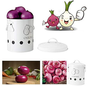 Kitchen Ceramic Canisters Set of 2 Antique Cream Vintage <strong>Potato</strong> Onion Kitchen Storage Canisters Jars Pots <strong>Containers</strong> 2 Pack Set - Product Image 2