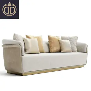 Phong Cách Châu Âu Hiện Đại Phòng Khách Hoàng Gia CướI Da Sofa 3 2 1 Chỗ Ngồi Trắng Pháp Da Couch Khách Sạn Lobby Sofa