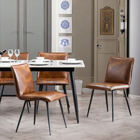 Chaise de salle à manger de cuisine moderne empilable en cuir PU brun jaunâtre pour la maison, le bureau et la salle à manger