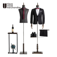 Costume magasin de vêtements Mannequin Rack noir modèle masculin demi-support de corps hommes costume présentoir avec pantalon rack et porte-chaussures