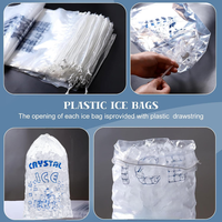 Sac d'emballage personnalisé réutilisable en plastique transparent pour glaçons de 5, 8, 10, 15, 20 lb avec cordon de serrage