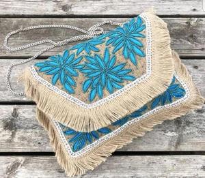 Bolso de Mano Tipo Clutch para Mujer, Diseño Étnico con Patrón de Piedras, Hecho a Mano, Tela de Algodón Ecológica, Forma de Sobre, Correa de Cadena, para Uso Diario - Product Image 2