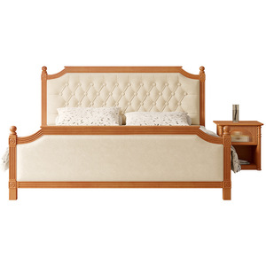 Cama de Madera Maciza Estilo Rústico Americano de 1.8m, Cama Tapizada con Base Acolchada, Cabecera Suave, Cama Doble para Recámara Principal - Product Image 4