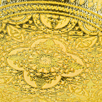 Vente en gros de bols à fruits en verre doré à motif mandala de 40 cm, assiette de présentation en verre décorative de luxe, bol en verre pour mariage, décoration