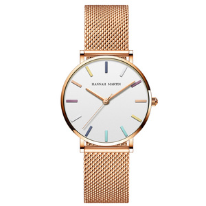 Montres pour femmes de haute qualité, en acier inoxydable, étanches, conçues par HANNAH MARTIN Watch Factory, montres minimalistes pour femmes - Product Image 1