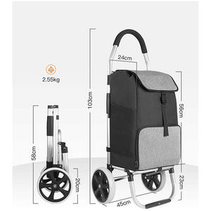 थर्मल इन्सुलेशन बैग के साथ बड़ी भार क्षमता वाली शॉपिंग ट्रॉली, शॉपिंग बैग के साथ हल्की शॉपिंग ट्रॉली कार्ट - Product Image 5