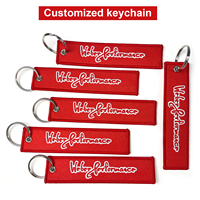 Porte-clés brodé personnalisé avec logo en gros pour accessoires de marque de mode et étiquettes de clés en tissu personnalisées