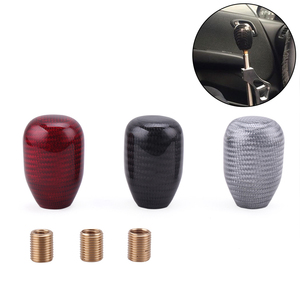 Accessoires décoratifs universels pour voiture, pommeau de levier de vitesse en fibre de carbone, forme ronde, avec adaptateur pour voiture - Product Image 1