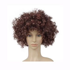 Perruque de cheveux synthétiques bruns, bandeau <span class=keywords><strong>Disco</strong></span> Clown, perruque de fête <span class=keywords><strong>Afro</strong></span> brune - Product Image 1