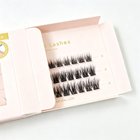 Collection de cils marron à bande extensible, cils à presser pré-collés, cils manga à boucles personnalisées, imperméables, pour la vente en gros en Europe, emballage inclus