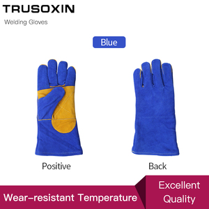 Gants de soudage en cuir, anti-coupure, résistants à la température, ignifuges, gants de sécurité pour le travail, protection des mains - Product Image 6