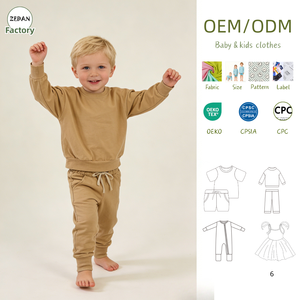 Maßgefertigtes <span class=keywords><strong>ZeDan</strong></span> Kinder-Hoodie-Set Übergroßer Rundhals-Pullover Jogginghose Acid-Wash Baumwolle 2-Teiliges Set - Product Image 1