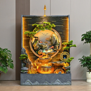 Fuente de Agua Feng Shui con Rueda de la Fortuna y Rocalla |   Decoración de Interiores para Vestíbulo de <span class=keywords><strong>Hotel</strong></span>, Decoración para Inauguración de Oficina - Product Image 2