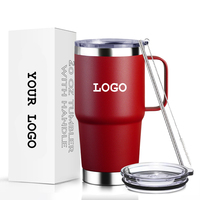 WEVI Tasse isotherme en acier inoxydable à double paroi de 30 oz avec poignée soudée et paille – Mug à café isolé sous vide pour boissons chaudes et froides