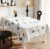 Nappe de table en PU de luxe à motif géométrique tropical palmier et lignes dorées, tailles et motifs personnalisés, imperméable et anti-taches, pour cuisine