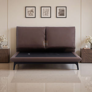 Lit <span class=keywords><strong>avec</strong></span> <span class=keywords><strong>sommier</strong></span> en bois de bouleau et cuir microfibre écologique, moderne, luxueux, confortable, personnalisé pour hôtel, appartement, villa, maison - Product Image 6