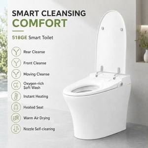 WC intelligent certifié ETL CUPC avec capteur de pied, chasse d'eau intelligente, <span class=keywords><strong>bidet</strong></span> intégré, WC monobloc en céramique à <span class=keywords><strong>siphon</strong></span> <span class=keywords><strong>pour</strong></span> projet aux États-Unis - Product Image 3