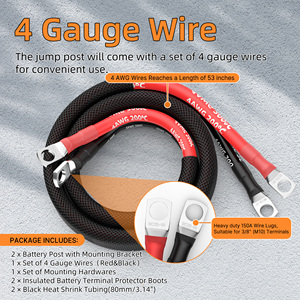 Kit de Terminales de Batería de Alta Resistencia de 150A para Arranque de Coches, con Conector M10 3/8" y Cable de 4AWG de 4 Pies - Product Image 4