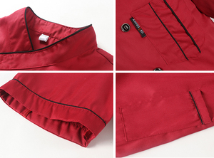 Manica corta ristorante Chef <span class=keywords><strong>cucina</strong></span> divise da lavoro doppio petto Sushi panetteria caffè cameriere Catering giacche per servizio <span class=keywords><strong>di</strong></span> ristorazione - Product Image 6