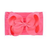Vente en gros de bandeau en jacquard pour bébés de couleur unie, bandeau pour bébés avec nœud en nylon de 6.3 pouces pour enfants