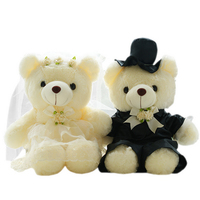 Cadeaux de mariage, ours en peluche pour couple en robe de mariée