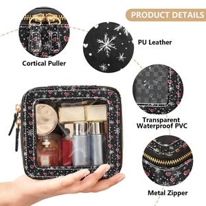 Cold Zipper High Grade Portable Large Leather clear Cosmetic Bag <b>Makeup</b> <b>Storage</b> <b>Box</b> Organizer for Cosmetic - Product Image 5
