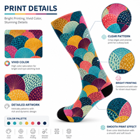 Chaussettes longues de sport personnalisées OEM, sans couture, respirantes, à séchage rapide, absorbant la transpiration, résistantes aux déchirures, imprimées, pour l'automne