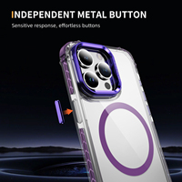 Étui de téléphone portable magnétique en acrylique transparent avec porte-lentille pour iphone 15 14 13 12 étui de téléphone à bordure colorée pour Galaxy s24 ultra