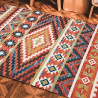 Tapis ethnique bohème noir, antidérapant, lavable en machine, avec envers en caoutchouc, résistant aux taches et doux au toucher.